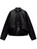 Zara 100% Polyester Black Leather Jacket Size M - photo 1