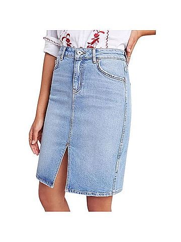 Pilcro and the Letterpress Denim Skirt (view 1)