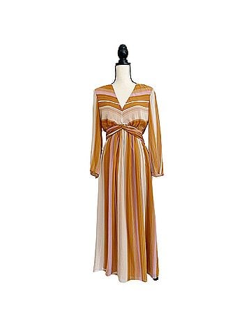 Joie Silk Striped Long Sleeve Maxi Dress Cocktail Dress (view 1)