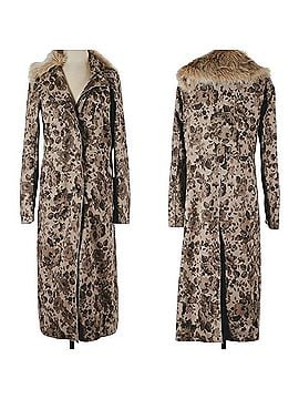 Anthropologie Elevenses Vintage Floral Rose Suede Duster Trench Coat w Fur Trim Trenchcoat (view 1)