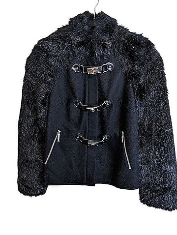 Michael Kors Wool Faux Rabbit Fur Buckle Toggle Coat Wool Coat (view 1)
