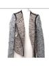 Sandro Tweed Boucle Leather Trim Collarless Moto Jacket Jacket - photo 4