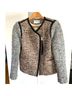 Sandro Tweed Boucle Leather Trim Collarless Moto Jacket Jacket - photo 8