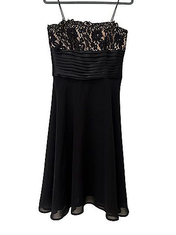 JS Boutique Black Strapless Lace-Bodice Midi Dress Cocktail Dress (view 2)