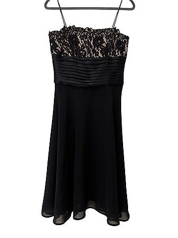 JS Boutique Black Strapless Lace-Bodice Midi Dress Cocktail Dress (view 1)