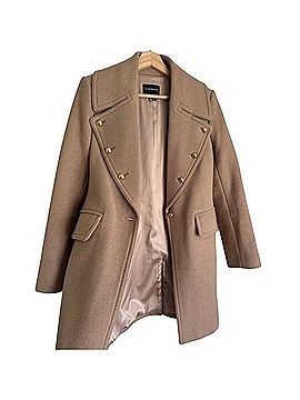 Club Monaco Camel Wool Button Detail Pea Coat Coat (view 2)
