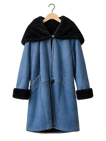 Overland Blue Leather Coat Trenchcoat (view 2)