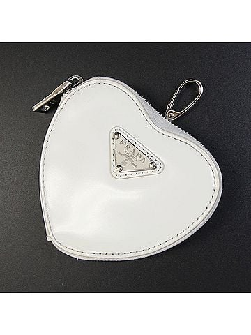 Prada Prada handbag pouch 1TL432 white leather wallet/coin case coin purse accessory bag charm heart women's PRADA (view 1)