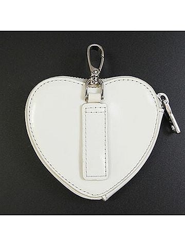 Prada Prada handbag pouch 1TL432 white leather wallet/coin case coin purse accessory bag charm heart women's PRADA (view 2)