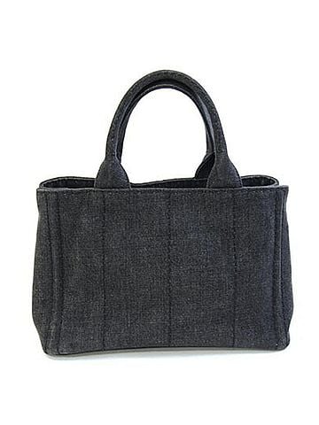 Prada Prada Canapa Mini Handbag 1BG439 Black Denim Shoulder Bag for Women PRADA (view 2)