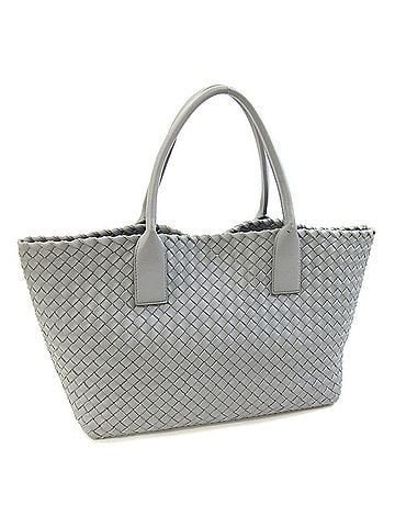 Bottega Veneta Bottega Veneta Intrecciato Cabas Tote Bag, Grey Leather Shoulder Bag for Women (view 1)