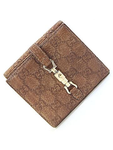 Gucci Gucci bi-fold wallet, Guccissima 220354, brown leather, compact Jackie design, double-sided bi-fold, women's, GUCCI (view 1)
