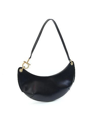 Salvatore Ferragamo Salvatore Ferragamo Ferragamo Gancini 21 2346 Black Leather Half-Moon Shaped Handbag for Women - Salvatore (view 1)