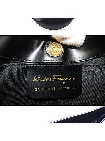 Salvatore Ferragamo Salvatore Ferragamo Ferragamo Gancini 21 2346 Black Leather Half-Moon Shaped Handbag for Women - Salvatore (view 2)
