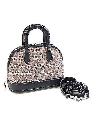 Coach Coach Signature Level CF295 Handbag, Beige Brown, Black Canvas Leather Crossbody, Half-Moon Shape, Women's COACH (view 1)