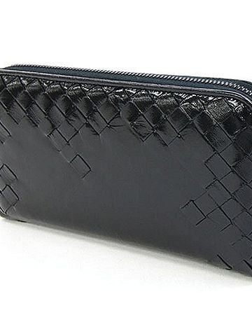 Bottega Veneta Bottega Veneta Round Zip Long Wallet, Intrecciato, 114076, Black Leather, Men's/Women's. (view 2)