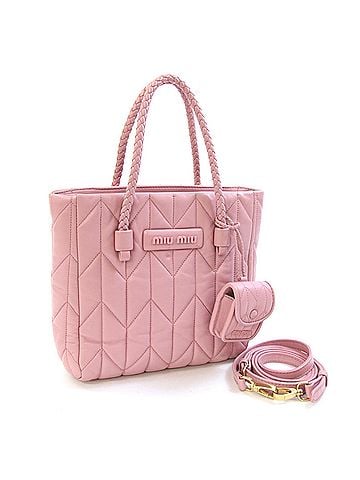 Miu Miu Miu Miu Miu Handbag 5BA211 Pink Leather Crossbody Quilted Mini Women's MIU (view 1)