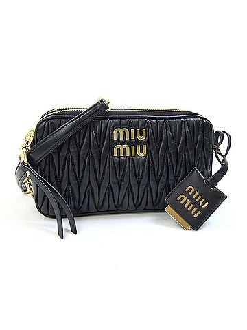 Miu Miu Miu Miu Miu Matelassé Shoulder Bag 5BP045 Black Leather Crossbody Gathered Pouch Chain for Women MIU (view 1)
