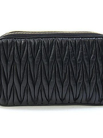 Miu Miu Miu Miu Miu Matelassé Shoulder Bag 5BP045 Black Leather Crossbody Gathered Pouch Chain for Women MIU (view 2)