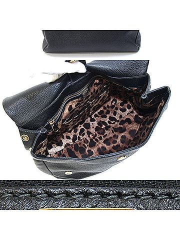 Dolce & Gabbana Dolce &amp; Gabbana handbag, Soft Sicily, black leather, leopard print, D&amp;G, women's, DOLCE GABBANA (view 2)