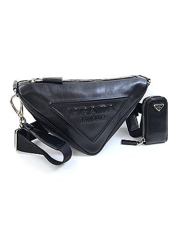 Prada Prada Shoulder Bag 1BH190 Black Leather Triangle Pochette Crossbody for Women and Men PRADA (view 1)