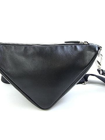 Prada Prada Shoulder Bag 1BH190 Black Leather Triangle Pochette Crossbody for Women and Men PRADA (view 2)