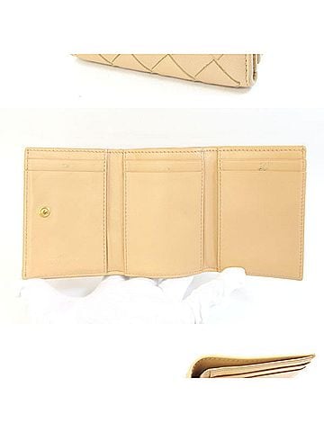 Bottega Veneta Bottega Veneta Tri-fold Wallet Intrecciato 635561 Beige Leather Compact Mini Women's BOTTEGA VENETA (view 2)