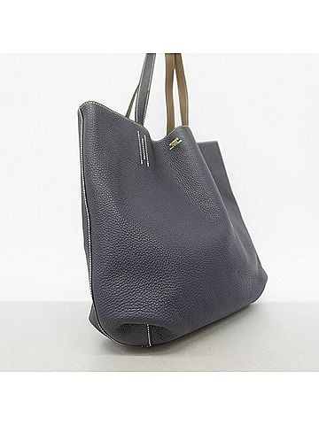 Hermès Hermes Double Sens Tote Bag, Taurillon Clemence Leather, Etoupe Blue Nuit, Z Stamp, Women's. (view 2)