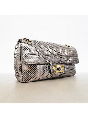 Chanel Chanel Shoulder Bag 2.55cm Double Chain Perforated Leather Silver Gold Women's (view 2)