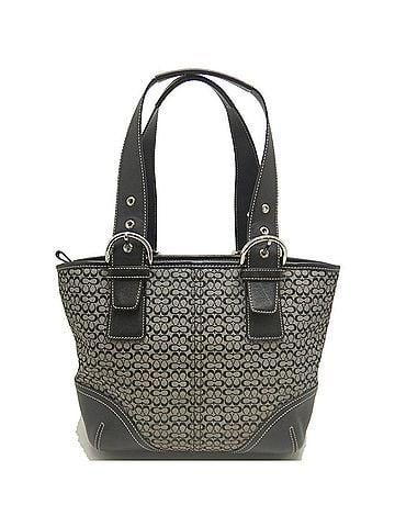 Coach COACH 6383 Tote Bag, Signature Canvas x Leather, Grey/Black, Women's, 254330 (view 2)