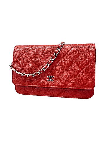 Chanel Chanel Matelassé Chain Shoulder Wallet, Caviar Leather, Red, Women's (view 1)