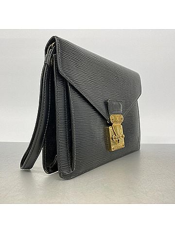Louis Vuitton Louis Vuitton Epi Leather Clutch Bag, Pochette Sellier Dragonne, M52612, Noir (Men's) (view 2)