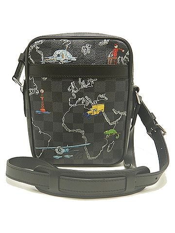 Louis Vuitton LOUIS VUITTON Damier Graphite Map Danube PM NM N40239 Shoulder Bag Noir Men's 254356 (view 2)
