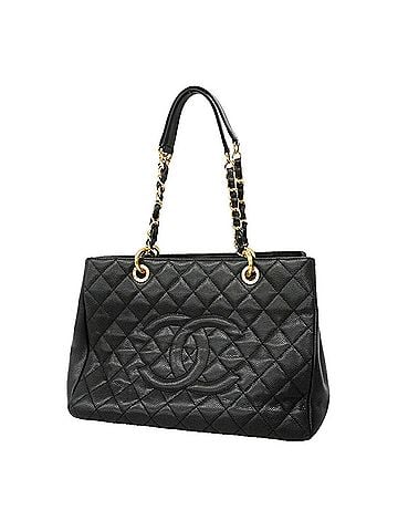 Chanel Chanel Tote Bag/Chain Tote, Matelassé Caviar Leather, Black, Women's (view 1)