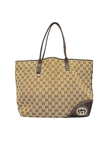 Gucci Gucci tote bag, GG canvas, Interlocking G, 169945, beige, brown, champagne, women's. (view 1)