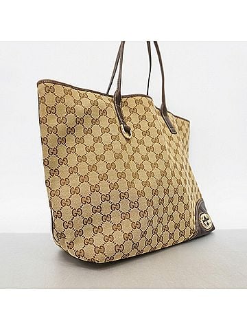 Gucci Gucci tote bag, GG canvas, Interlocking G, 169945, beige, brown, champagne, women's. (view 2)