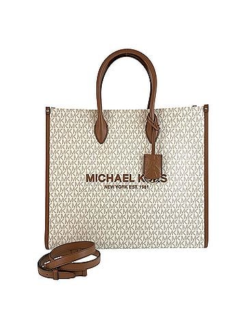 Michael Kors Michael Kors MK Signature Mirella White Brown Tote Bag/Shoulder Bag (2-way) for Women (view 1)