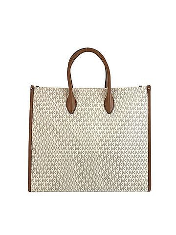 Michael Kors Michael Kors MK Signature Mirella White Brown Tote Bag/Shoulder Bag (2-way) for Women (view 2)