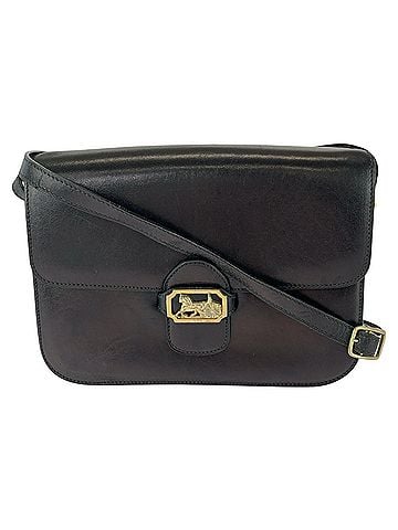 Céline CELINE Vintage Horse Carriage Leather Shoulder Bag in Black with Gold Hardware - Women's (view 1)