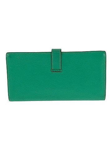 Hermès HERMES Bearn Soufflé Mint Green Silver Hardware Chevre Leather Long Wallet (R Stamp) for Women (view 2)
