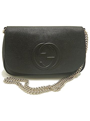 Gucci GUCCI Soho Interlocking G 536224 Shoulder Bag Leather Black Women's 254341 (view 2)