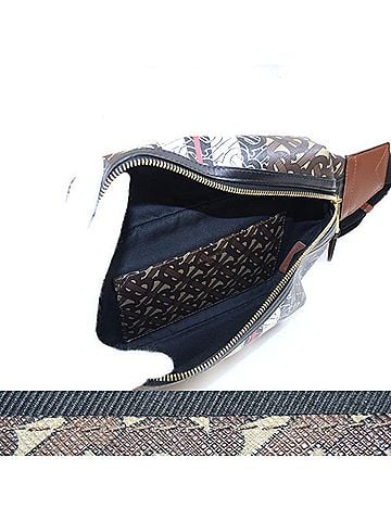 Burberry Burberry Body Bag TB Monogram 80214831 Brown Black Leather Crossbody Shoulder Stripe Men's BURBERRY (view 2)