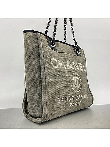 Chanel Chanel Deauville Chain Tote Bag, Gray, Women's, P3587719 (view 2)