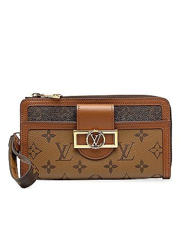 Louis Vuitton Louis Vuitton Monogram Reverse Zippy Dauphine L-shaped Zipper Long Wallet M69162 Brown Leather Women's LOUIS VUITTON (view 1)