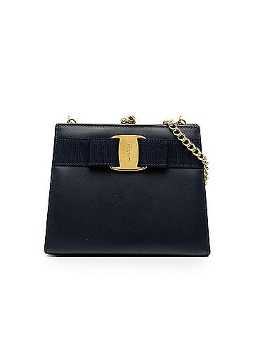 Salvatore Ferragamo Salvatore Ferragamo Vara Crossbody Chain Shoulder Bag 223054 Navy Leather Women's (view 1)