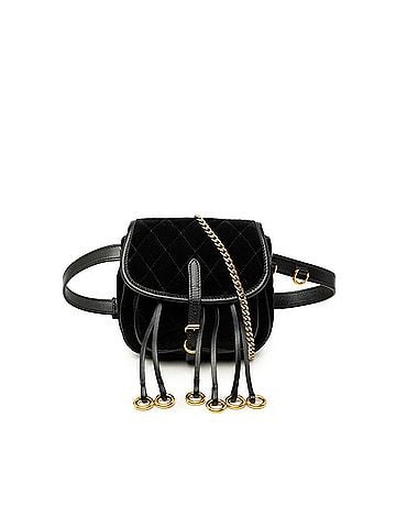 Prada Prada Chain Shoulder Bag/Waist Bag 2-Way 1BD050 Black Gold Velour Leather Women's PRADA (view 1)