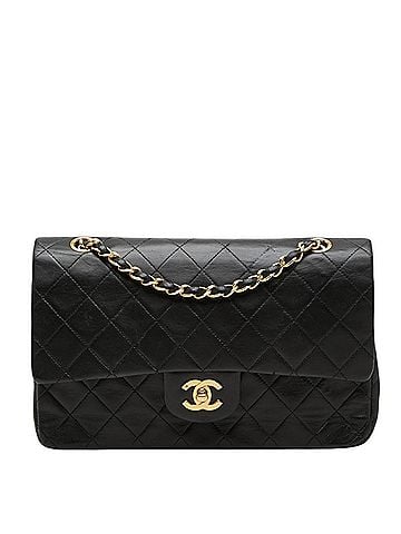 Chanel Chanel Coco Mark Matelassé Double Flap Chain Shoulder Bag, Black and Gold, Lambskin, Women's. (view 1)