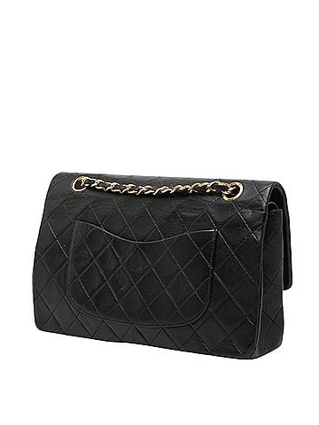 Chanel Chanel Coco Mark Matelassé Double Flap Chain Shoulder Bag, Black and Gold, Lambskin, Women's. (view 2)