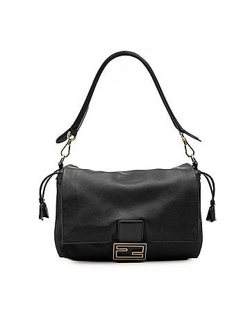 Fendi Fendi Mamma Bucket Medium FF Logo One-Shoulder Bag 8BR833 Black Gold Leather Women's FENDI (view 1)