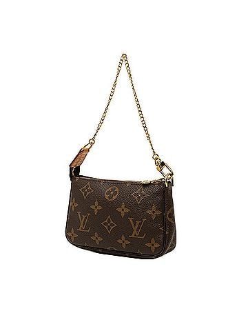 Louis Vuitton Louis Vuitton Monogram Mini Pochette Accessoires Chain Handbag Pouch M58009 Brown Leather Women's LOUIS VUITTON (view 2)